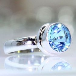 Srebrny pierścionek Niebieski Topaz