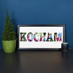 Słowo KOCHAM - wydruk obramowany